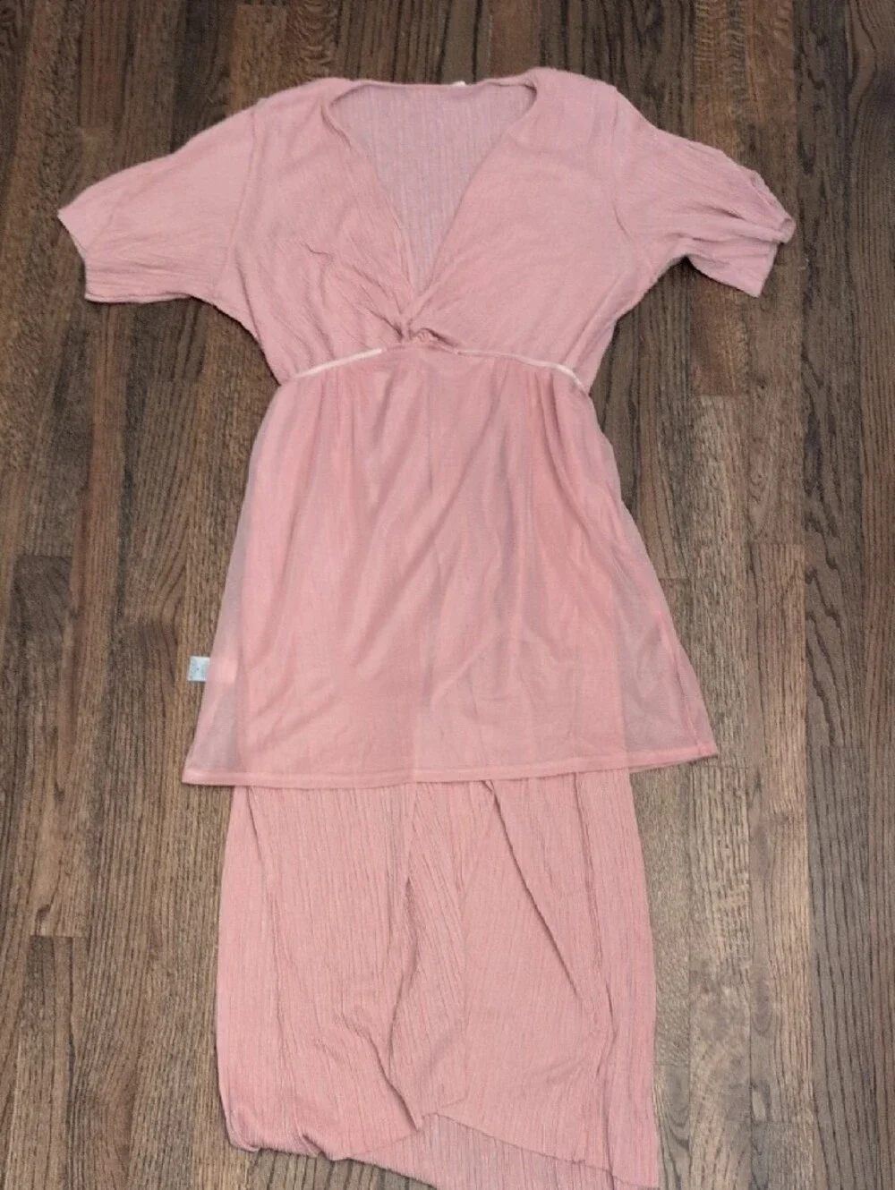 All in Favor Dusty Pink Wrap-Front Midi Dress - Picture 4 of 4